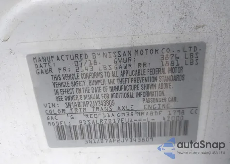 2018 Nissan Sentra Sr from USA, damaged, VIN 3N1AB7AP2JY343809